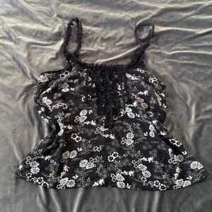 Wet Seal Black and White Floral Camisole